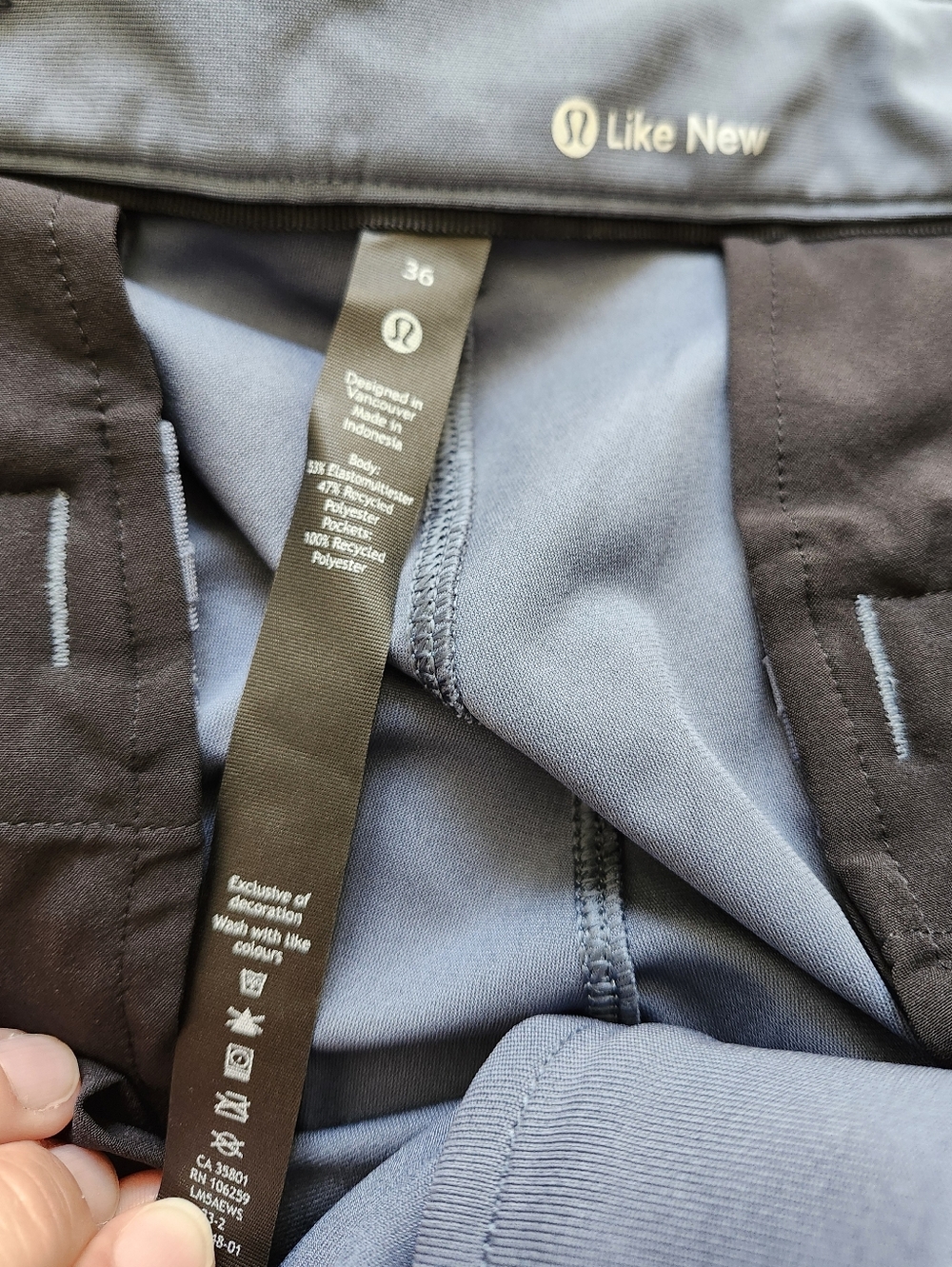 Lululemon Commission Classic Fit Pants 36 Iron Blue Warpstreme Chino - Picture 8 of 9